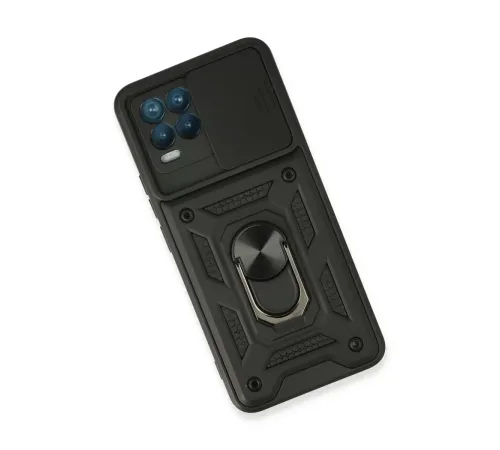 Realme 8 Kılıf Pars Lens Yüzüklü Silikon - Siyah