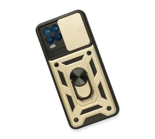 Realme 8 Kılıf Pars Lens Yüzüklü Silikon - Gold