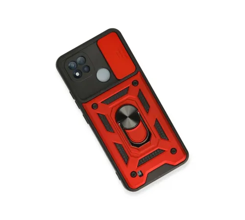 Realme C11 2021 Kılıf Pars Lens Yüzüklü Silikon - Kırmızı