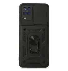 Samsung Galaxy A22 Kılıf Pars Lens Yüzüklü Silikon - Siyah