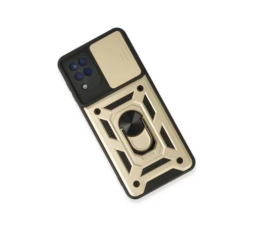 Samsung Galaxy A22 Kılıf Pars Lens Yüzüklü Silikon - Gold