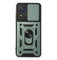 Samsung Galaxy A22 Kılıf Pars Lens Yüzüklü Silikon - Yeşil