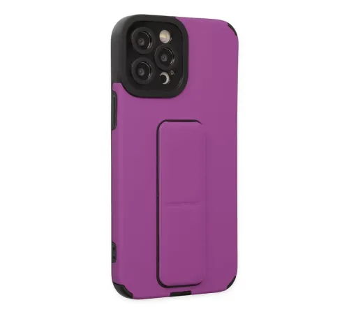 Apple iPhone 12 Pro Max Kılıf Mega Standlı Silikon - Mor