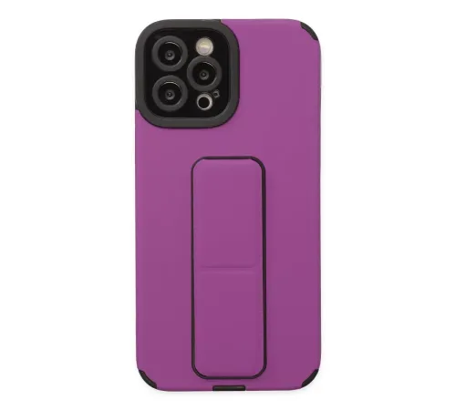 Apple iPhone 12 Pro Max Kılıf Mega Standlı Silikon - Mor