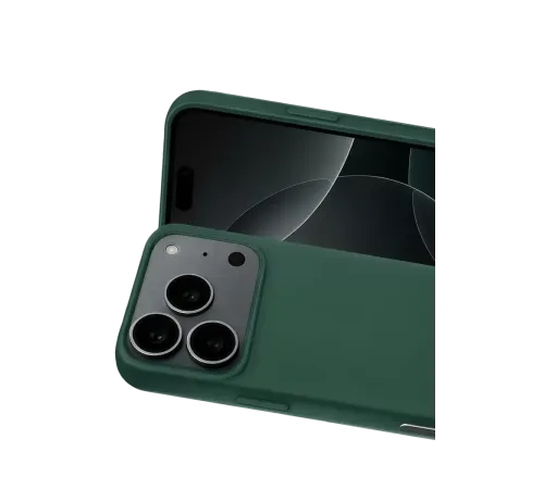 Apple iPhone 17 Pro Max Nano içi Kadife Silikon - Koyu Yeşil