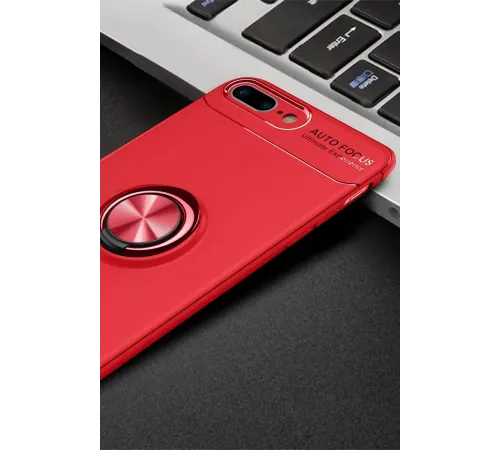 Apple iPhone 7 Plus Kılıf Range Yüzüklü Silikon - Kırmızı