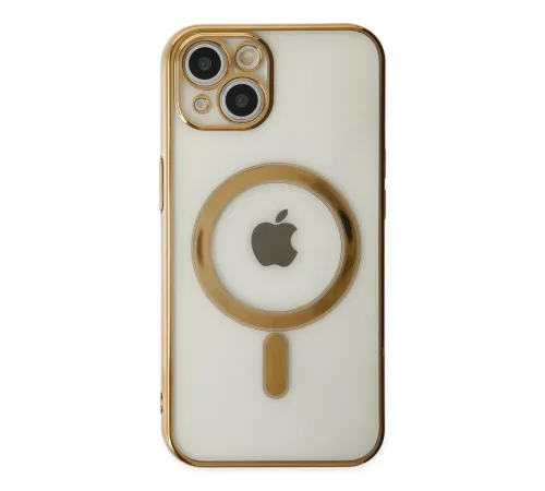 Apple iPhone 14 Plus Kılıf Magneticsafe Lazer Silikon - Gold