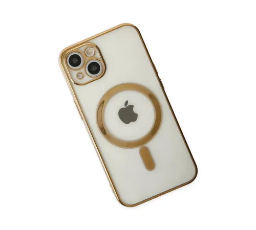 Apple iPhone 14 Plus Kılıf Magneticsafe Lazer Silikon - Gold