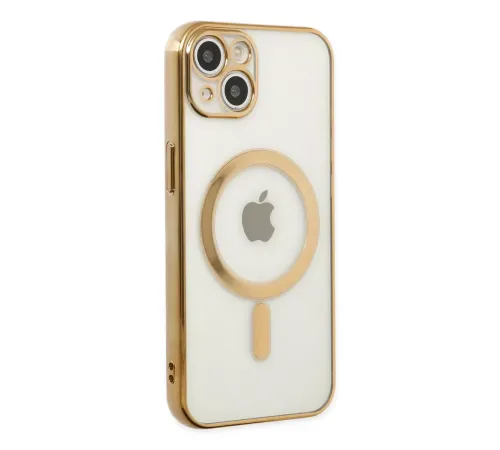 Apple iPhone 14 Plus Kılıf Magneticsafe Lazer Silikon - Gold