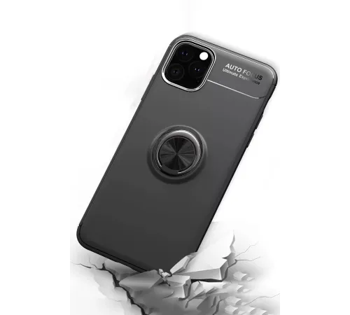Apple iPhone 11 Pro Max Kılıf Range Yüzüklü Silikon - Siyah-Kırmızı