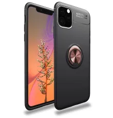 Apple iPhone 11 Pro Max Kılıf Range Yüzüklü Silikon - Siyah-Gold