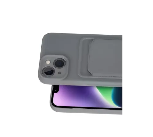 Apple iPhone 14 Kılıf Kelvin Kartvizitli Silikon - Gri
