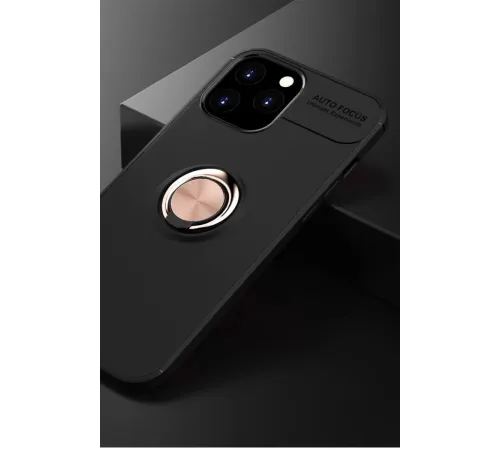 Apple iPhone 12 Pro Max Kılıf Range Yüzüklü Silikon - Siyah-Gold