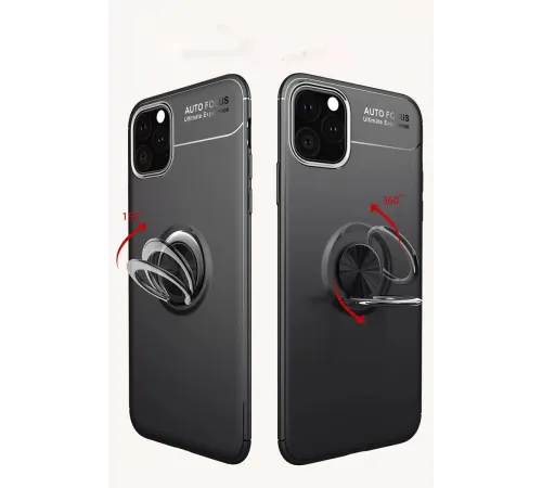 Apple iPhone 11 Pro Kılıf Range Yüzüklü Silikon - Siyah-Mavi