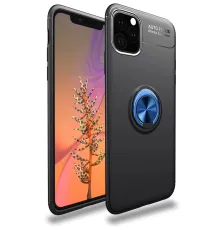 Apple iPhone 11 Pro Kılıf Range Yüzüklü Silikon - Siyah-Mavi