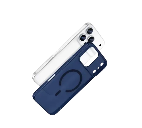 Apple iPhone 17 Pro Max Combo Sert Şeffaf Magsafe Kapak - Mavi