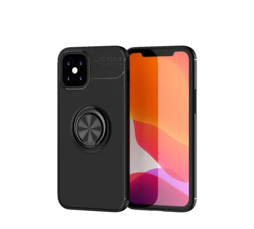 Apple iPhone 12 Mini Kılıf Range Yüzüklü Silikon - Siyah