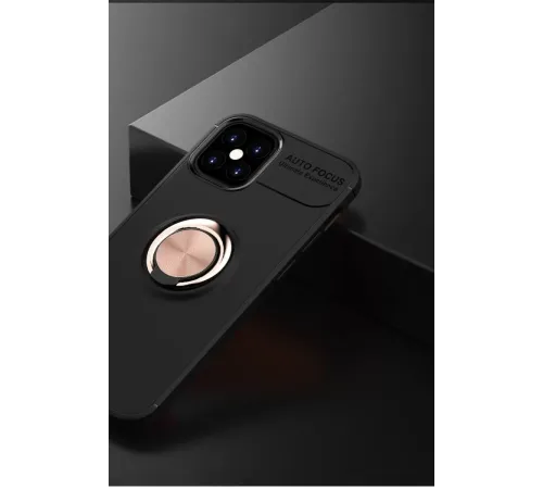 Apple iPhone 12 Mini Kılıf Range Yüzüklü Silikon - Siyah-Gold
