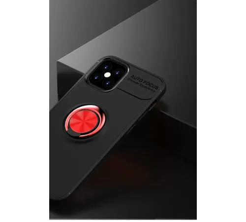 Apple iPhone 12 Mini Kılıf Range Yüzüklü Silikon - Siyah-Kırmızı
