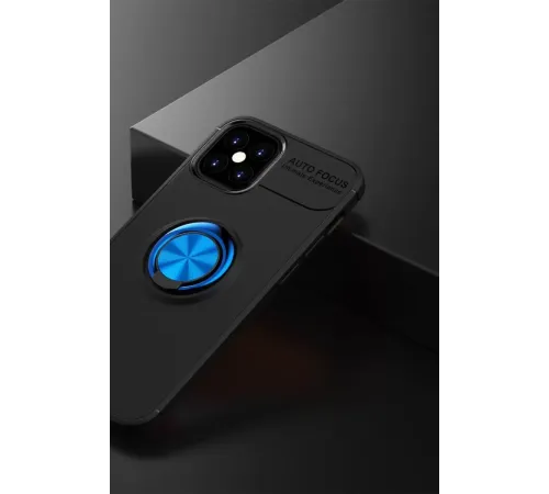 Apple iPhone 12 Mini Kılıf Range Yüzüklü Silikon - Siyah-Mavi