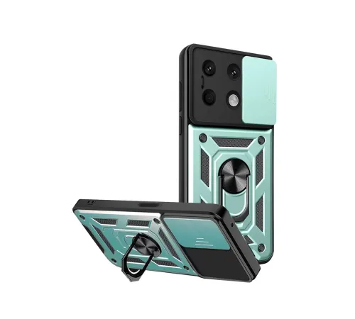 Xiaomi Redmi Note 13 4G Kılıf Pars Lens Yüzüklü Silikon - Yeşil