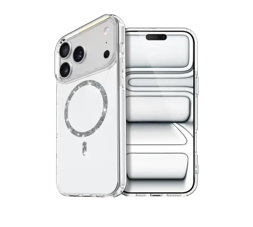 Apple iPhone 17 Pro Live Diamond Magsafe Kapak - Şeffaf