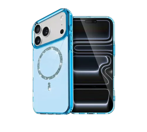 Apple iPhone 17 Pro Max Live Diamond Magsafe Kapak - Mavi