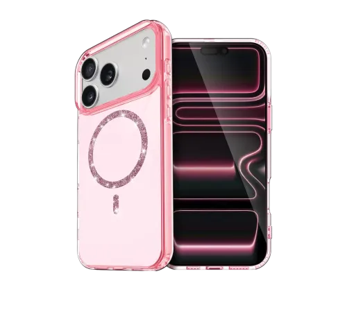 Apple iPhone 17 Pro Max Live Diamond Magsafe Kapak - Pembe