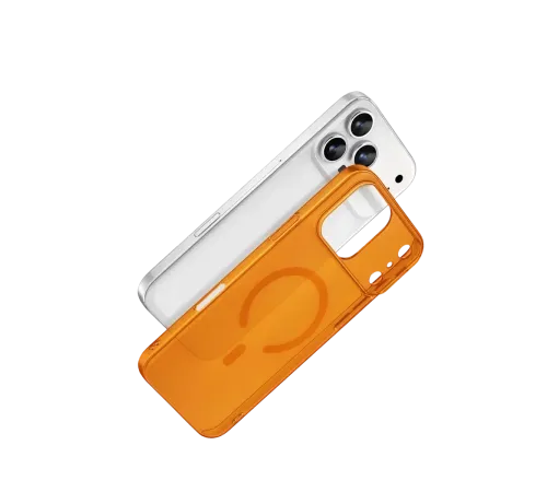 Apple iPhone 17 Pro Combo Sert Şeffaf Magsafe Kapak - Turuncu