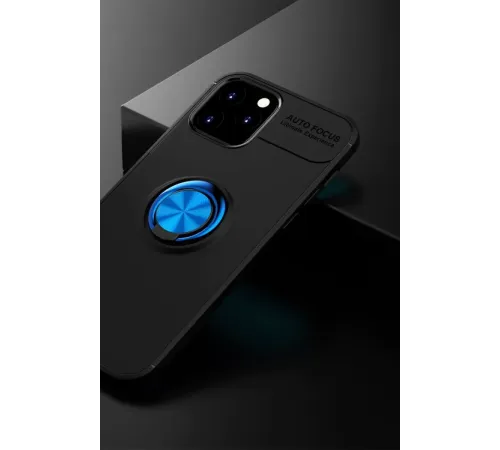 Apple iPhone 12 Kılıf Range Yüzüklü Silikon - Siyah-Mavi