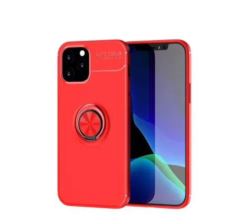 Apple iPhone 12 Kılıf Range Yüzüklü Silikon - Kırmızı
