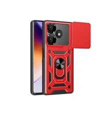 Xiaomi Redmi 13 4G Kılıf Pars Lens Yüzüklü Silikon - Kırmızı
