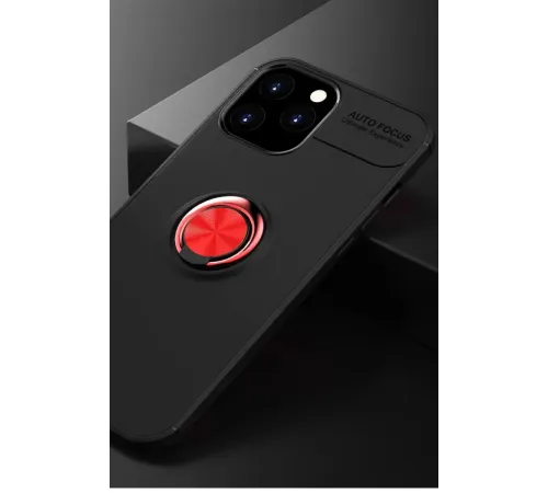 Apple iPhone 12 Pro Max Kılıf Range Yüzüklü Silikon - Siyah-Kırmızı