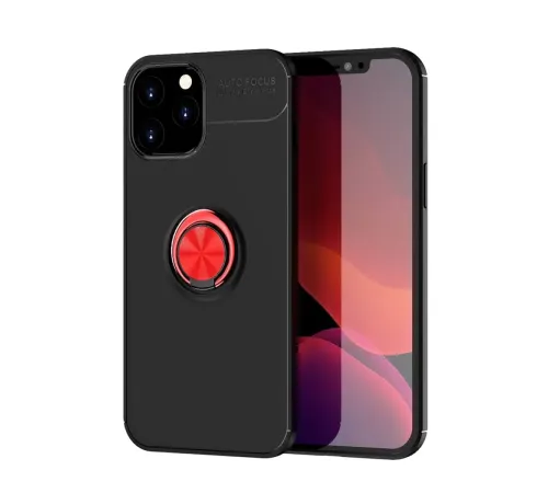 Apple iPhone 12 Pro Max Kılıf Range Yüzüklü Silikon - Siyah-Kırmızı