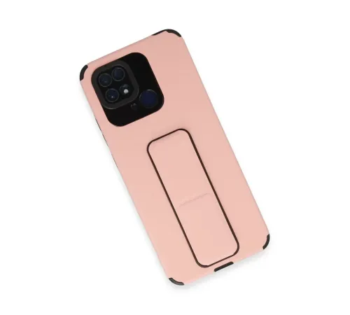 Xiaomi Redmi 10C Kılıf Mega Standlı Silikon - Pudra