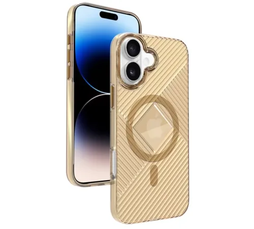 iPhone 16 Stella PC Sert Magsafe Kılıf - Gold