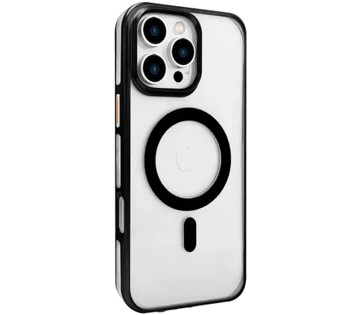 iPhone 16 Pro Gleam PC Sert Magsafe Kılıf - Şeffaf-Siyah