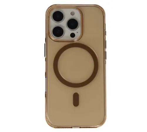 iPhone 16 Pro Max Gleam PC Sert Magsafe Kılıf - Şeffaf-Gold