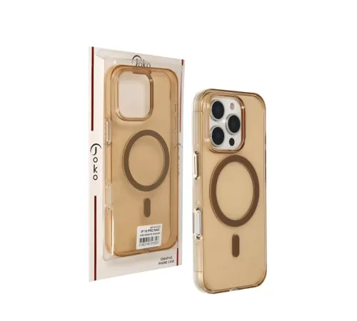 iPhone 16 Pro Max Gleam PC Sert Magsafe Kılıf - Şeffaf-Gold