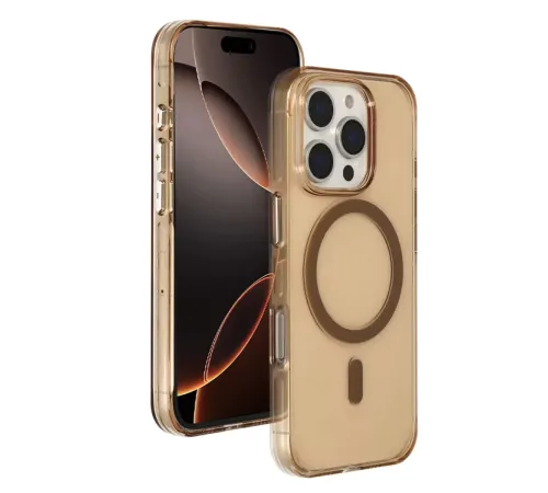 iPhone 16 Pro Max Gleam PC Sert Magsafe Kılıf - Şeffaf-Gold