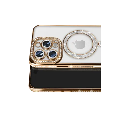 Apple iPhone 16 Pro Max Kılıf Joke Simli Magneticsafe Kılıf - Gold