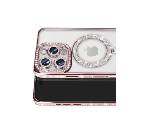 Apple iPhone 16 Pro Max Kılıf Joke Simli Magneticsafe Kılıf - Pembe