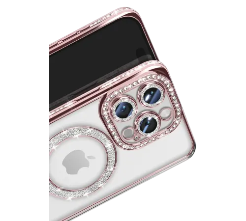 Apple iPhone 16 Pro Max Kılıf Joke Simli Magneticsafe Kılıf - Pembe