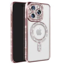 Apple iPhone 16 Pro Max Kılıf Joke Simli Magneticsafe Kılıf - Pembe