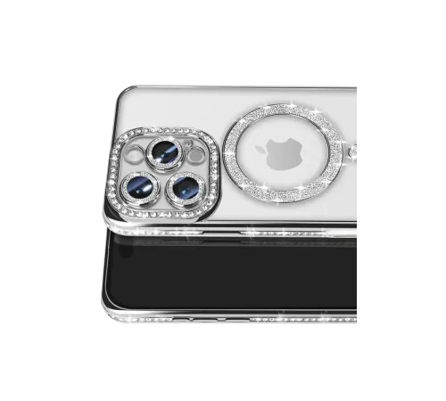 Apple iPhone 16 Pro Max Kılıf Joke Simli Magneticsafe Kılıf - Gümüş