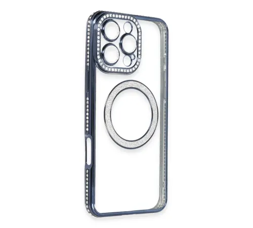 Apple iPhone 16 Pro Max Kılıf Joke Simli Magneticsafe Kılıf - Lacivert