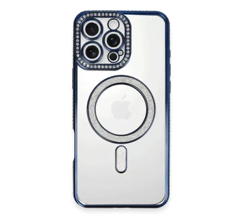 Apple iPhone 16 Pro Max Kılıf Joke Simli Magneticsafe Kılıf - Lacivert
