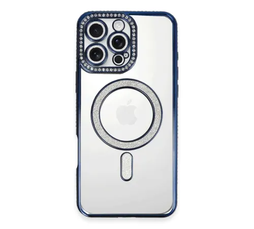 Apple iPhone 16 Pro Max Kılıf Joke Simli Magneticsafe Kılıf - Lacivert