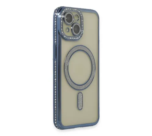 Apple iPhone 15 Kılıf Joke Simli Magneticsafe Kılıf - Lacivert