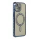 Apple iPhone 15 Kılıf Joke Simli Magneticsafe Kılıf - Lacivert